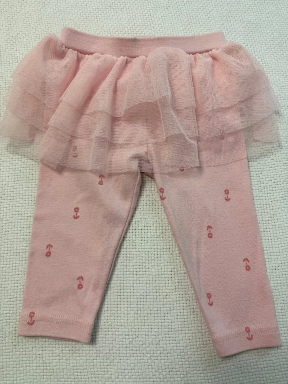 Baby Girls Pink Tutu Leggings Layered Tulle Skirt Floral Print Pull On Pants